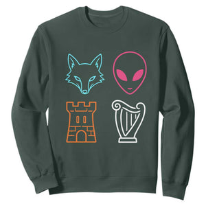 Fox Alien Castle Harp Retro Sweatshirt San Antonio Texas Sports