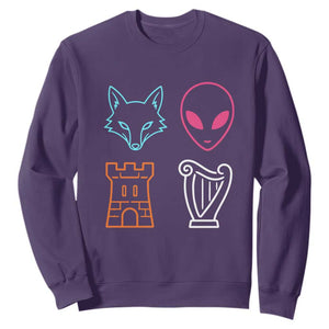 Fox Alien Castle Harp Retro Sweatshirt San Antonio Texas Sports