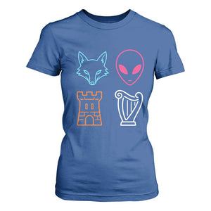 Fox Alien Castle Harp Retro T Shirt For Women San Antonio Texas Sports