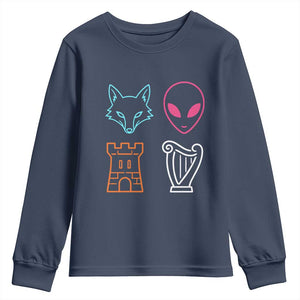 Fox Alien Castle Harp Retro Youth Sweatshirt San Antonio Texas Sports
