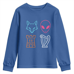 Fox Alien Castle Harp Retro Youth Sweatshirt San Antonio Texas Sports