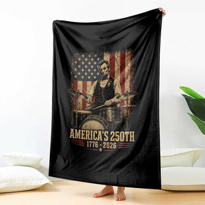 America's 250th Abraham Lincoln Playing Guitar 1776 2026 Throw Blanket Funny Electric Guitar Player