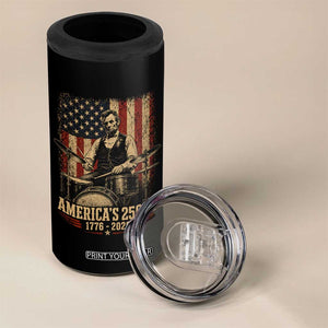 America's 250th Abraham Lincoln Playing Guitar 1776 2026 4 in 1 Can Cooler Tumbler Funny Electric Guitar Player