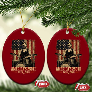 America's 250th Abraham Lincoln Playing Guitar 1776 2026 Ceramic Ornament Funny Electric Guitar Player