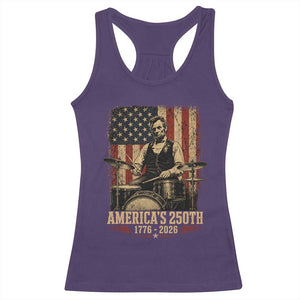 America's 250th Abraham Lincoln Playing Guitar 1776 2026 Racerback Tank Top Funny Electric Guitar Player