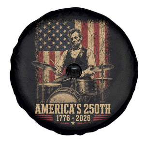 America's 250th Abraham Lincoln Playing Guitar 1776 2026 Spare Tire Cover Funny Electric Guitar Player