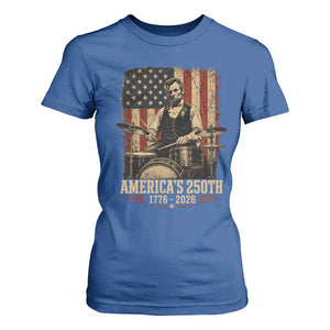 America's 250th Abraham Lincoln Playing Guitar 1776 2026 T Shirt For Women Funny Electric Guitar Player