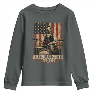 America's 250th Abraham Lincoln Playing Guitar 1776 2026 Youth Sweatshirt Funny Electric Guitar Player