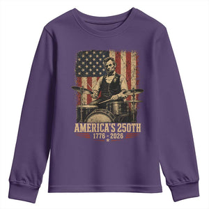 America's 250th Abraham Lincoln Playing Guitar 1776 2026 Youth Sweatshirt Funny Electric Guitar Player