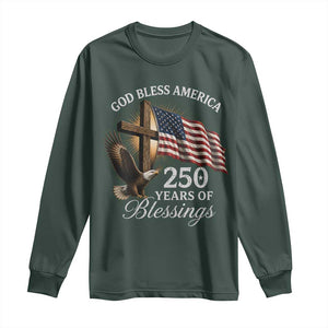 God Bless America 250 Years Of Blessings Long Sleeve Shirt US 250th Anniversary Bald Eagle American Flag