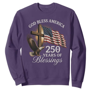 God Bless America 250 Years Of Blessings Sweatshirt US 250th Anniversary Bald Eagle American Flag