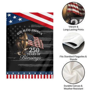 God Bless America 250 Years Of Blessings Patriotic Garden Flag US 250th Anniversary Bald Eagle American Flag