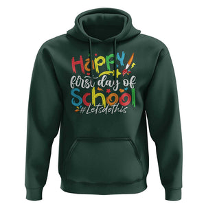 Happy First Day Of School Hoodie Artists Brushes Art Class TS11 Dark Forest Green Print Your Wear