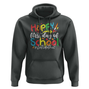 Happy First Day Of School Hoodie Artists Brushes Art Class TS11 Dark Heather Print Your Wear