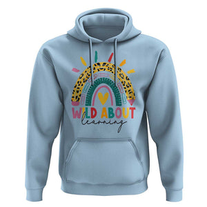 Back To School Hoodie Wild About Learning Leopard Rainbow TS11 Light Blue Print Your Wear