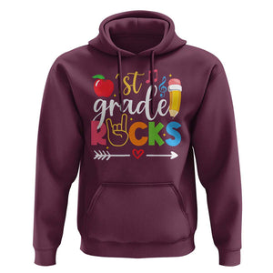 First Grade Rocks Hoodie Back To School Pencil TS11 Maroon Print Your Wear