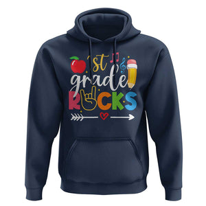 First Grade Rocks Hoodie Back To School Pencil TS11 Navy Print Your Wear