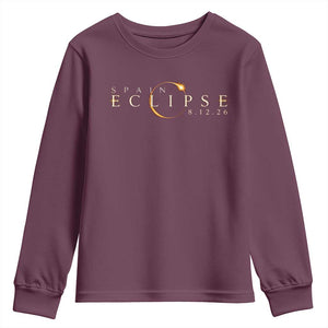 Spain Solar Eclipse 2026 Youth Sweatshirt August 12 2026 Total Eclipse
