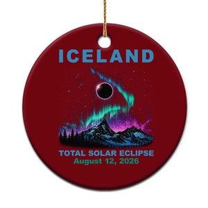 Iceland Total Solar Eclipse 2026 Ceramic Ornament August 12 Eclipse Totality Chaser Aurora Northern Lights