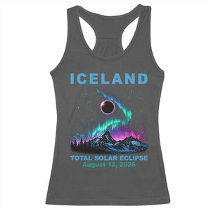 Iceland Total Solar Eclipse 2026 Racerback Tank Top August 12 Eclipse Totality Chaser Aurora Northern Lights