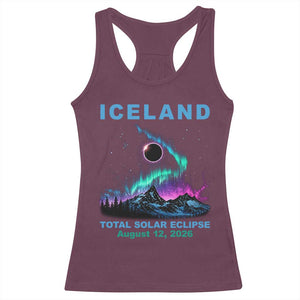 Iceland Total Solar Eclipse 2026 Racerback Tank Top August 12 Eclipse Totality Chaser Aurora Northern Lights