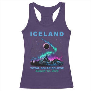 Iceland Total Solar Eclipse 2026 Racerback Tank Top August 12 Eclipse Totality Chaser Aurora Northern Lights
