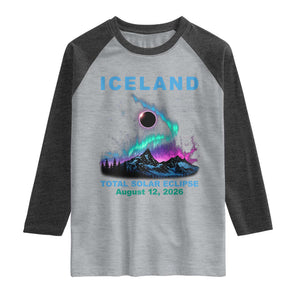 Iceland Total Solar Eclipse 2026 Raglan Shirt August 12 Eclipse Totality Chaser Aurora Northern Lights