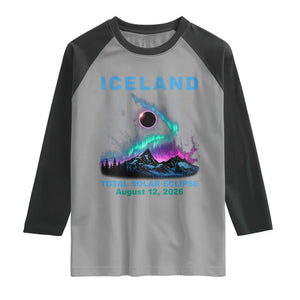 Iceland Total Solar Eclipse 2026 Raglan Shirt August 12 Eclipse Totality Chaser Aurora Northern Lights