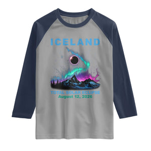 Iceland Total Solar Eclipse 2026 Raglan Shirt August 12 Eclipse Totality Chaser Aurora Northern Lights
