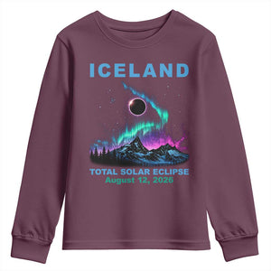 Iceland Total Solar Eclipse 2026 Youth Sweatshirt August 12 Eclipse Totality Chaser Aurora Northern Lights