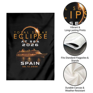 Spain Total Solar Eclipse 2026 At Sea Cruise Garden Flag