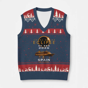 Spain Total Solar Eclipse 2026 At Sea Cruise V-Neck Knit Sweater Vest
