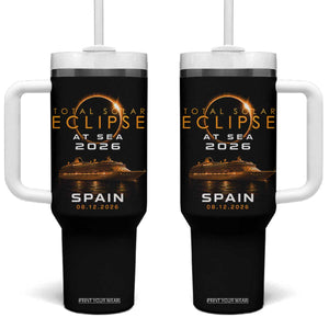 Spain Total Solar Eclipse 2026 At Sea Cruise Tumbler With Handle