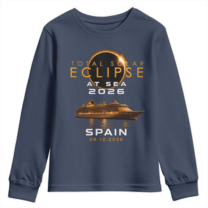 Spain Total Solar Eclipse 2026 At Sea Cruise Youth Sweatshirt