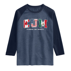 CUM Canada USA Mexico Patriotic Soccer Fans Raglan Shirt