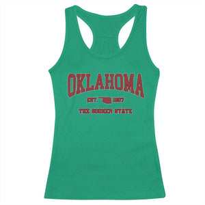 Oklahoma The Sooner State Sports Throwback Design Jersey Style Racerback Tank Top