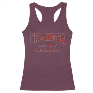 Oklahoma The Sooner State Sports Throwback Design Jersey Style Racerback Tank Top