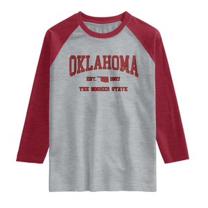 Oklahoma Sports Throwback Design Jersey Style Raglan Shirt