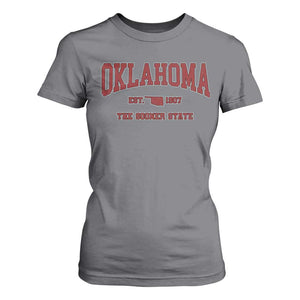 Oklahoma The Sooner State Sports Throwback Design Jersey Style T Shirt For Women