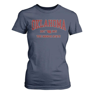 Oklahoma The Sooner State Sports Throwback Design Jersey Style T Shirt For Women
