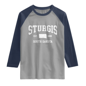 Sturgis South Dakota Est 1888 Raglan Shirt Vintage SD State Map Pride
