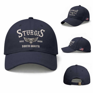 Sturgis South Dakota Est 1938 Motorcycle Biker Skull Baseball Cap TS11 Baseball Cap Universal Fit Navy Print Your Wear