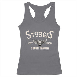 Sturgis South Dakota Est 1938 Motorcycle Biker Skull Racerback Tank Top