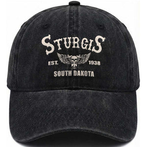 Sturgis South Dakota Est 1938 Motorcycle Biker Skull Washed Cotton Baseball Cap TS11 Print Your Wear