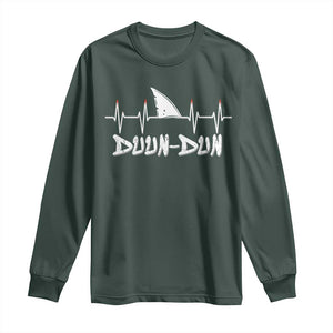 Funny Shark Heartbeat EKG Dunn Ocean Wildlife Long Sleeve Shirt TS11 Dark Forest Green Print Your Wear