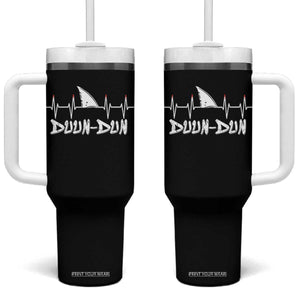 Funny Shark Heartbeat EKG Dunn Ocean Wildlife Tumbler With Handle TS11 One Size: 40 oz Black Print Your Wear