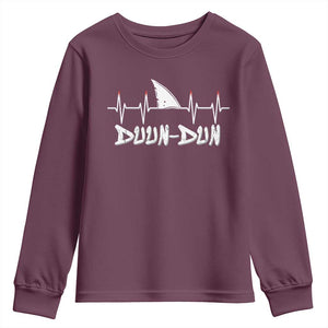 Funny Shark Heartbeat EKG Dunn Ocean Wildlife Youth Sweatshirt TS11 Maroon Print Your Wear