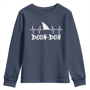 Funny Shark Heartbeat EKG Dunn Ocean Wildlife Youth Sweatshirt TS11 Navy Print Your Wear