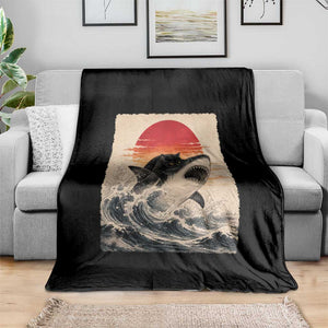 Black Cat Hunting Shark Ukiyo e Ocean Art Throw Blanket Funny Japanese Style Graphic TS11 Print Your Wear