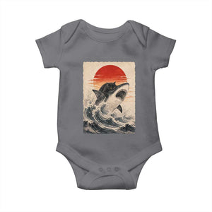 Black Cat Hunting Shark Ukiyo e Ocean Art Baby Onesie Funny Japanese Style Graphic TS11 Charcoal Print Your Wear